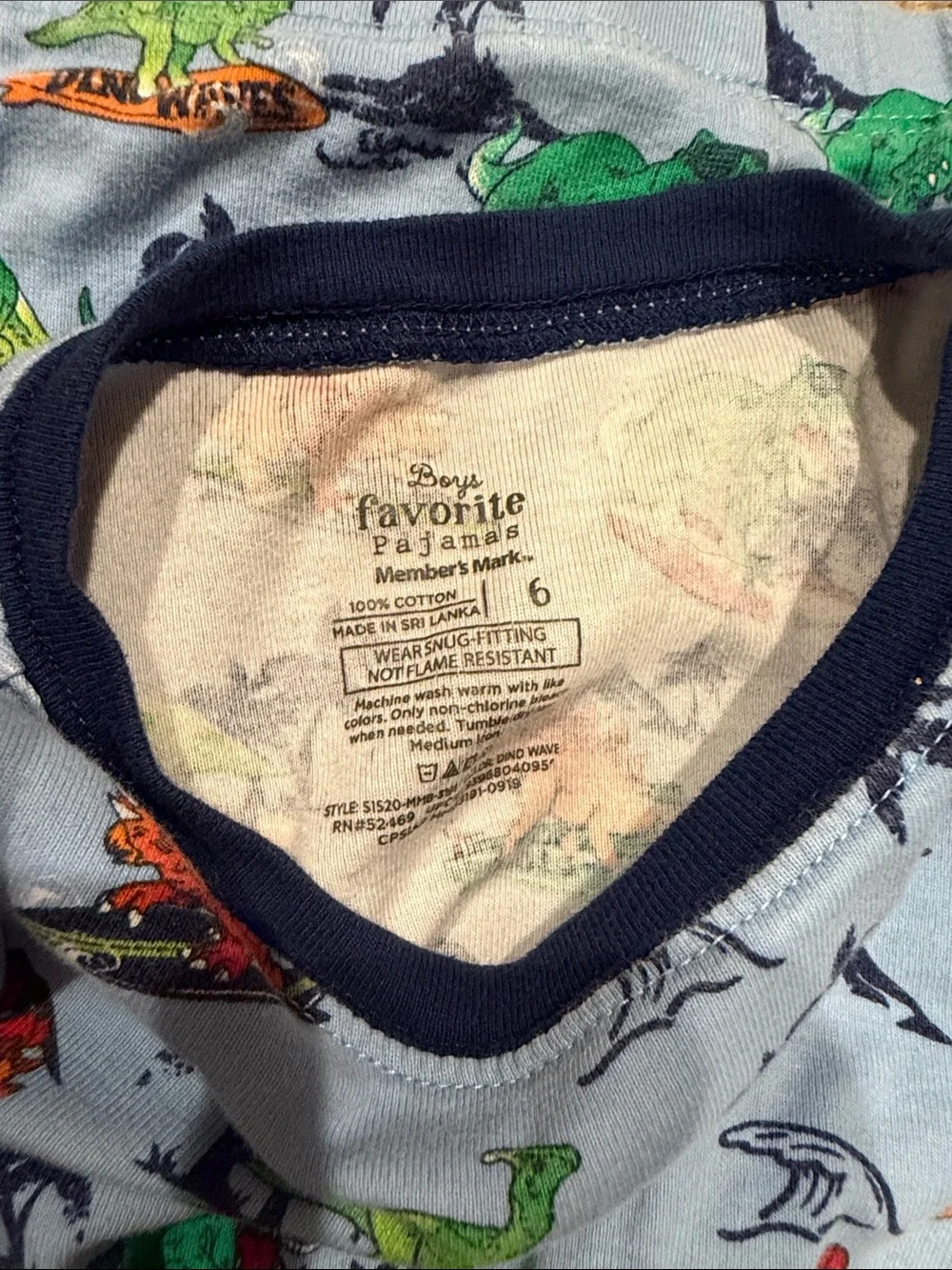 Blue Dinosaur Print Kids Pajama Set
